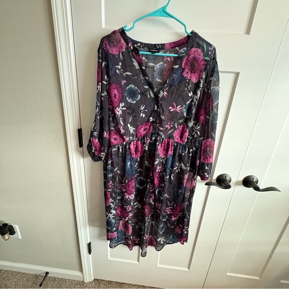 torrid Tops - Torrid floral chiffon dress size 1, long sleeve, flowy,   dress, sheer overlay